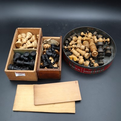 Lot 227 - A carved and stained boxwood 32-piece chess...