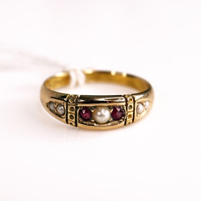 Lot 277 - A late Victorian 15ct gold ruby and seed pearl...