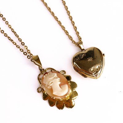Lot 313 - A 9ct gold diamond point set heart shaped...