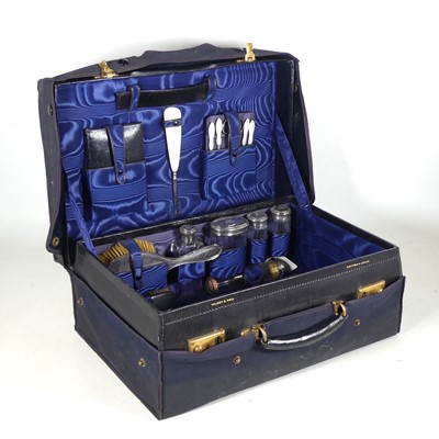 Lot 236 - A George V Walker & Hall dark blue leather...