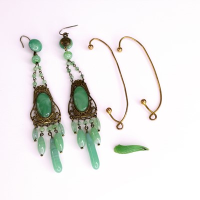 Lot 316 - A pair of mid-20th century filigree and green...