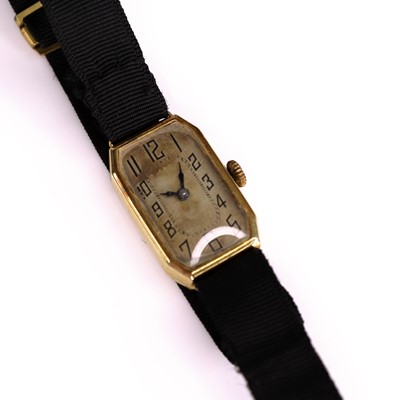 Lot 317 - A lady's Art Deco 18ct gold cased tank watch,...