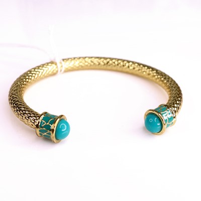 Lot 324 - A Halcyon Days gilt metal and faux turquoise...