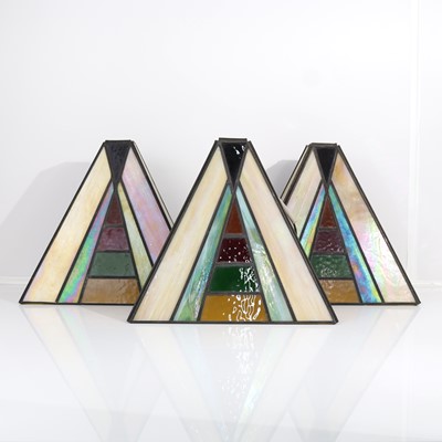 Lot 427 - A set of three Art Deco style coloured glass...