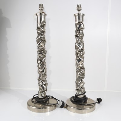 Lot 432 - Porta Romana - a pair of chromed metal table...