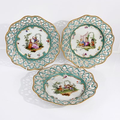 Lot 32 - A set of three 19th century Meissen porcelain...