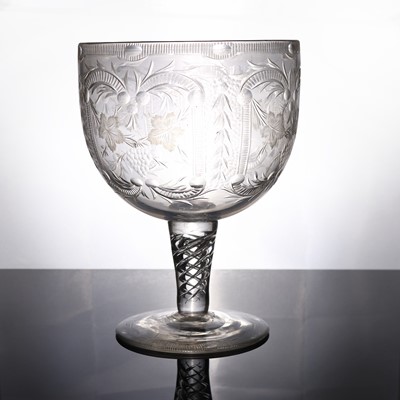 Lot 44 - A 19th century oversize glass pedestal goblet,...