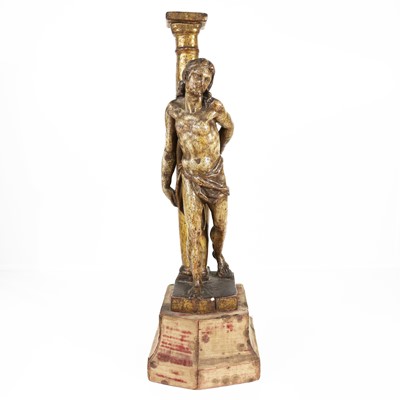 Lot 156 - A continental carved wood and polychrome...