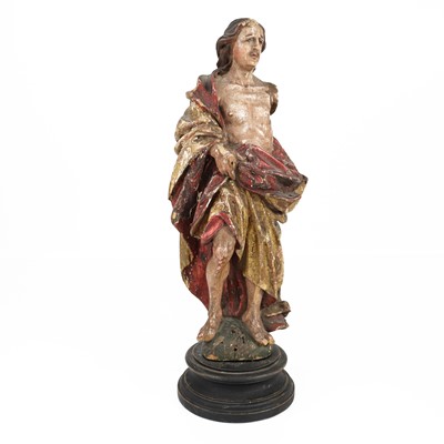 Lot 151 - A continental carved softwood and polychrome...