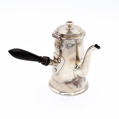 Lot 56 - An Edwardian silver bachelor's chocolate pot,...