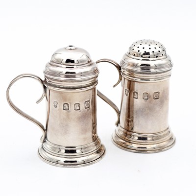 Lot 361 - An Art Deco Britannia silver salt and pepper...