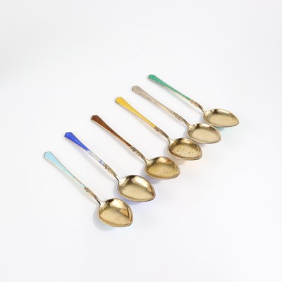 Lot 357 - A set of six 1930s Norweigan silver gilt and...