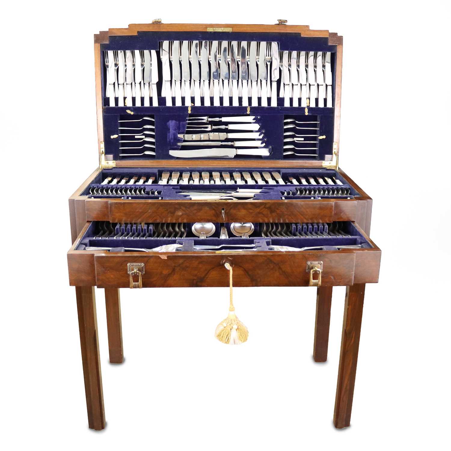 Lot 117 - A Viner's Ltd silver cutlery canteen table and...