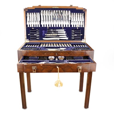 Lot 117 - A Viner's Ltd silver cutlery canteen table and...