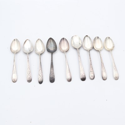 Lot 247 - A collection of George III silver teaspoons,...