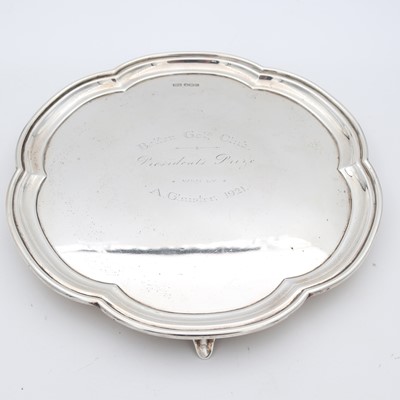 Lot 70 - A George V silver presentation salver, of...