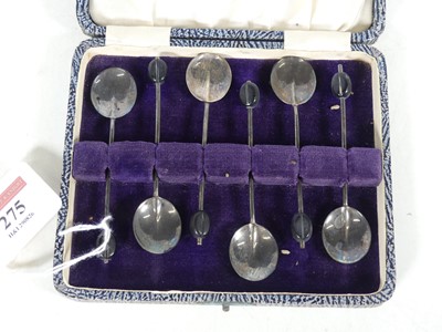 Lot 275 - A cased set of six coffee spoons, having...