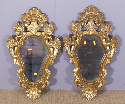Lot 253 - A pair of 19th century giltwood wall mirrors,...
