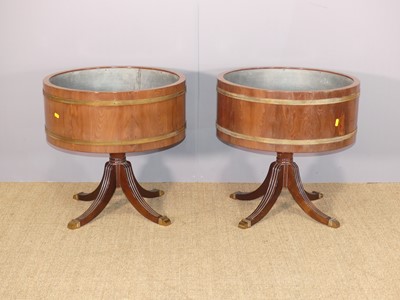 Lot 230 - A pair of coopered mahogany and brass bound...