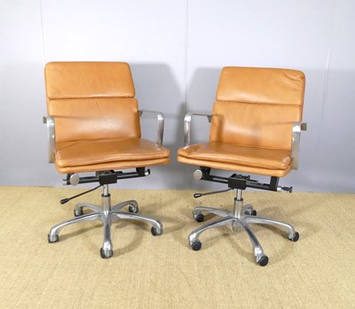 Lot 501 - A pair of contemporary brushed aluminium...