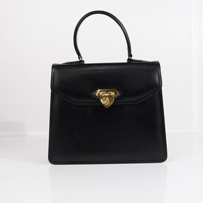Lot 400 - Asprey & Garrard, a black leather top-handle...