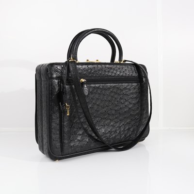Lot 403 - Asprey & Garrard, black ostrich leather...