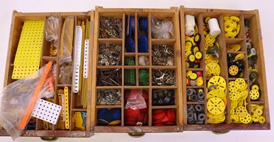 Lot 92 - Three trays containing various Meccano...