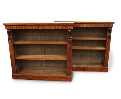 Lot 252 - A pair of Victorian mahogany freestanding open...
