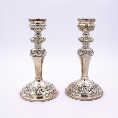 Lot 237 - A pair of Elizabeth II silver table...