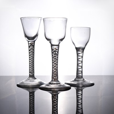 Lot 48 - A George II cordial glass, having a conical...
