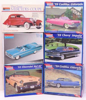 Lot 40 - 6 various Monogram 1/24th scale plastic car...