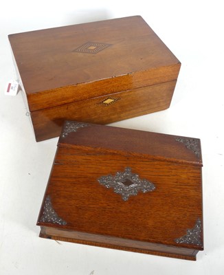 Lot 35 - A Victorian walnut Tunbridge inlaid writing...