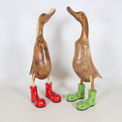 Lot 38 - A pair of novelty hardwood figures of ducks,...