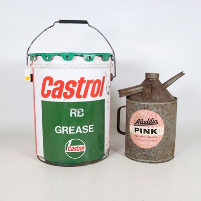 Lot 40 - A painted metal Castrol grease bucket,...