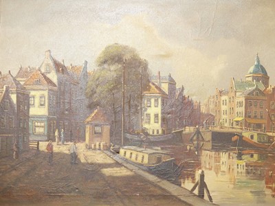 Lot 505 - W. Didier - Dutch canal scene, oil on canvas,...