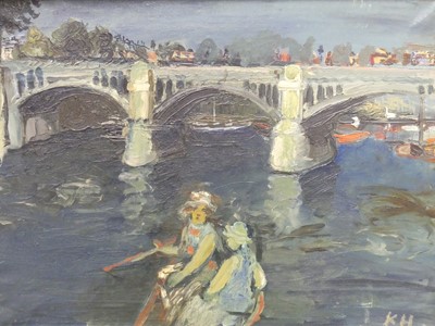 Lot 506 - 20th century school - Waterloo bridge, oil on...