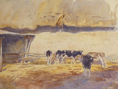 Lot 508 - George Soper RE (1870-1942) - Cattle feeding,...