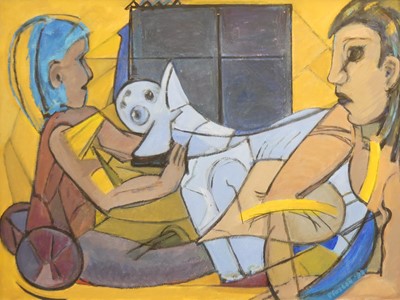 Lot 513 - P. Payson - Untitled, gouache on board, signed...