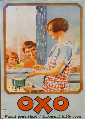 Lot 518 - A printed tin advertising sign for OXO, 70 x 50cm
