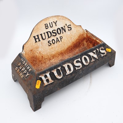 Lot 45 - A cast iron Hudson's soap advertising dog bowl,...