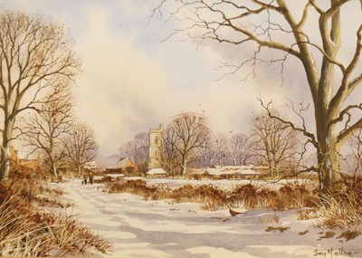 Lot 525 - Tony Malton - Figures in a Winter landscape...