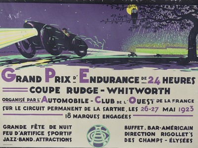Lot 533 - A French Art Deco poster print for the 24 Hour...