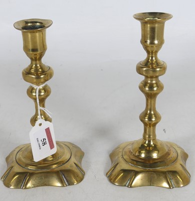 Lot 58 - A pair of 18th century brass table...