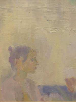 Lot 541 - Anne Paton - Emma, oil on board, 27 x 22cm