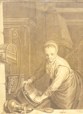 Lot 555 - 19th century Flemish school - Scullery scene,...