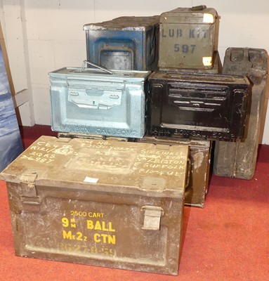 Lot 563 - A quantity of ammunition boxes and a jerry can