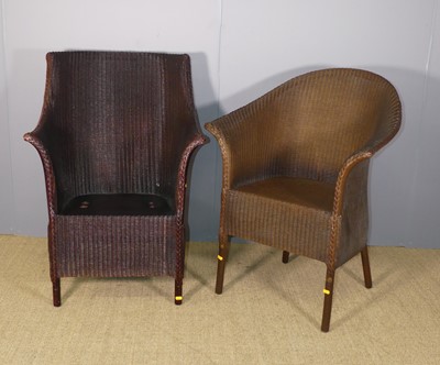 Lot 683 - A Lloyd Loom wicker tub conservatory chair;...