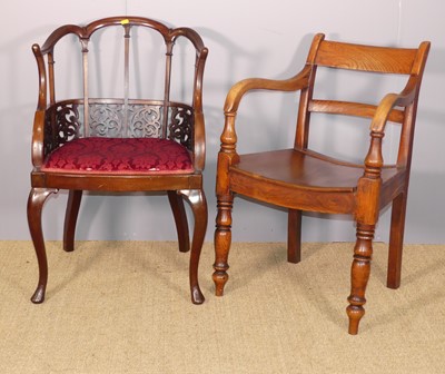 Lot 690 - An Edwardian mahogany tub and shaped back...