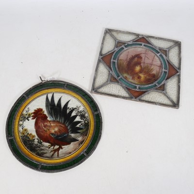 Lot 80 - A circular stained glass panel, decorated with...