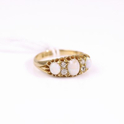Lot 321 - A late Victorian 18ct gold diamond and opal...